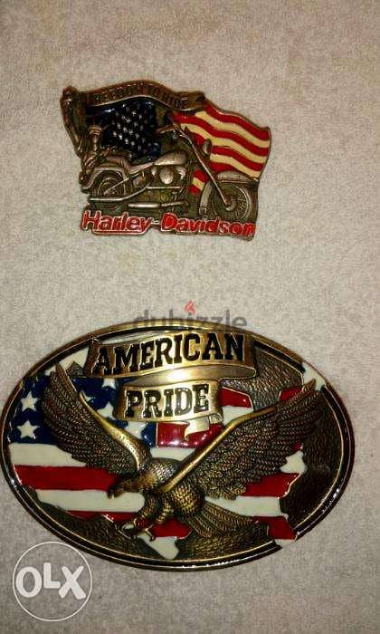 harley davidson original belt buckle+ american pride buckle 2