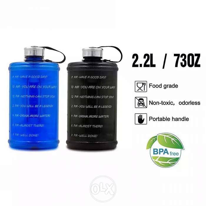 Large 2.2l motivational water bottle bpa free 1