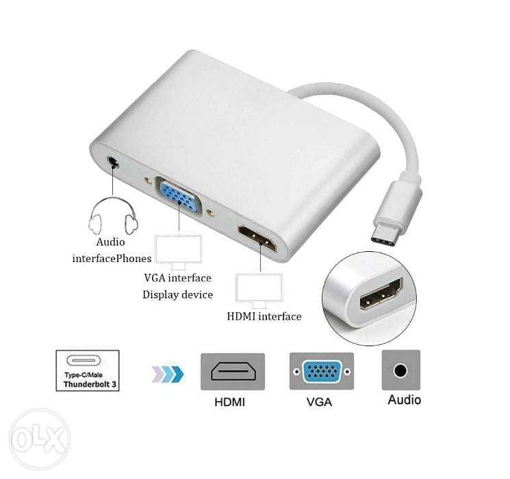 Type-C to HDMI VGA With Audio Adapter 3 in 1 4