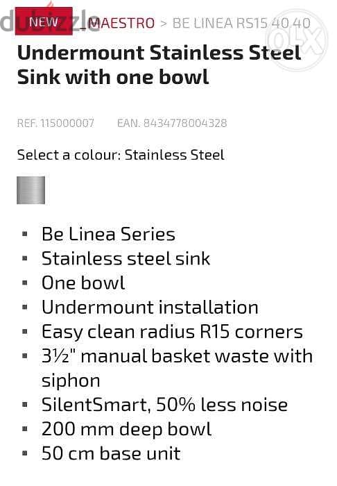 Teka undermount s. Steel sink Be linea R15 40.40 3