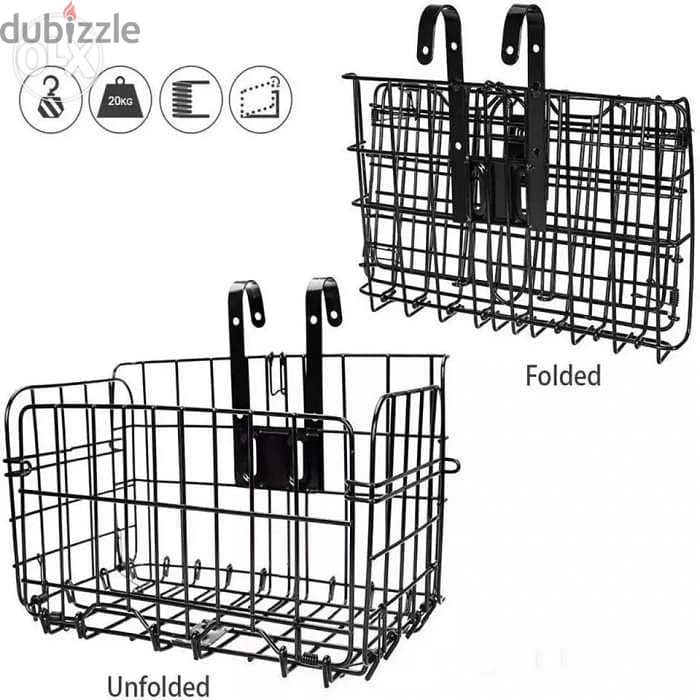 Folding bike basket detchable steel 2