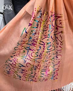 female colorful calligraphy - شالات نسائية بالوان زاهية