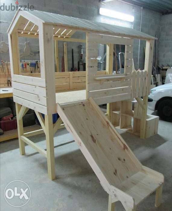 بيت خشب للاطفال مرتفع عن الأرض wooden kids house creative and clever 0