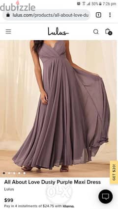 Lulus dusty lila bridesmaide evening maxi occasion dress large فستان