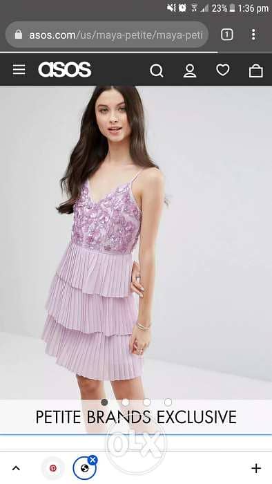 Maya petite pleated lilas embellished dress 42 44 petite فستان مكسر شك