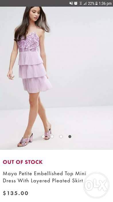 Maya petite pleated lilas embellished dress 42 44 petite فستان مكسر شك 4