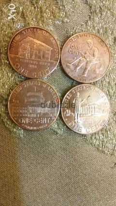 Set Four USA 1Cent Coin year 2009 Commemorative for president Lincolin