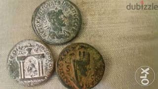 Set of 3 Roman Large bronze Coins Philip 2 Roman Emperor year 249 AD 0