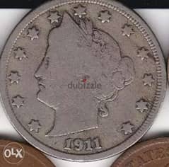 USA Coin Liberty Head V nickel 5 Cents year 1911