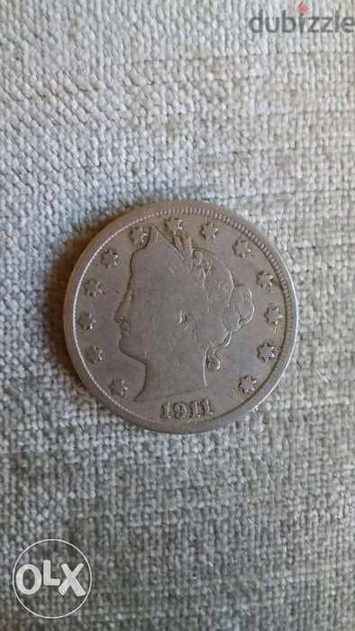 USA Coin Liberty Head V nickel 5 Cents year 1911 2