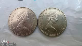 Set of Two Canada One Dollar Memorial Coins year 1973 & 1983