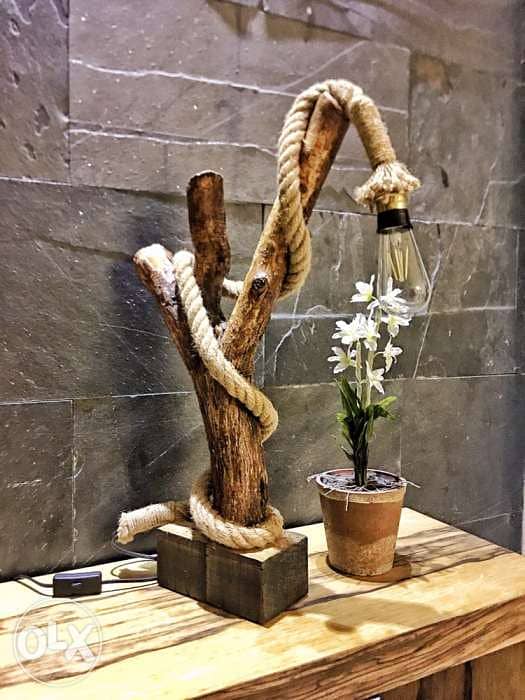Handmade Wood Lampader. 6