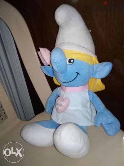 SMURFETTE LOVE LARGE PLUSH doll says I LOVE YOU by her hair 46 Cm=16$