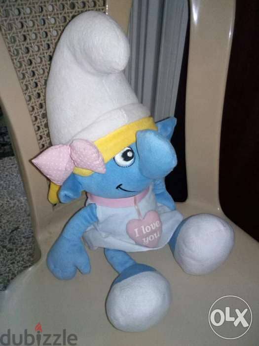 SMURFETTE LOVE LARGE PLUSH doll says I LOVE YOU by her hair 46 Cm=15$ 6