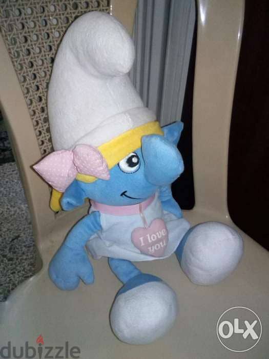 SMURFETTE LOVE LARGE PLUSH doll says I LOVE YOU by her hair 46 Cm=16$ 6