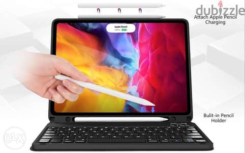 iPad Smart Case with Magnetic Wireless Keyboard & Apple Pencil Holder 2