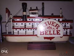 Vintage windable musical wooden ferry boat size 30*20 cm 0