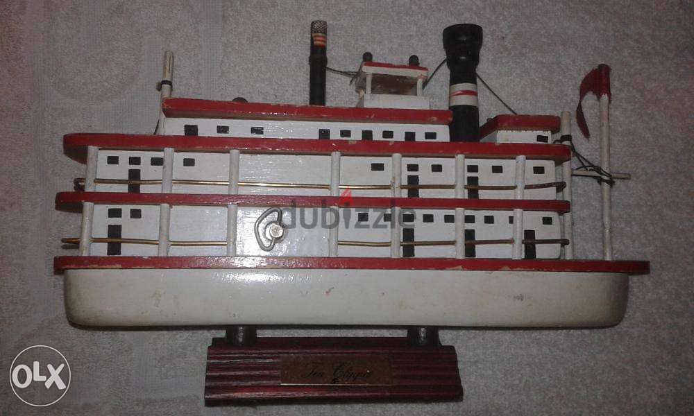 Vintage windable musical wooden ferry boat size 30*20 cm 1