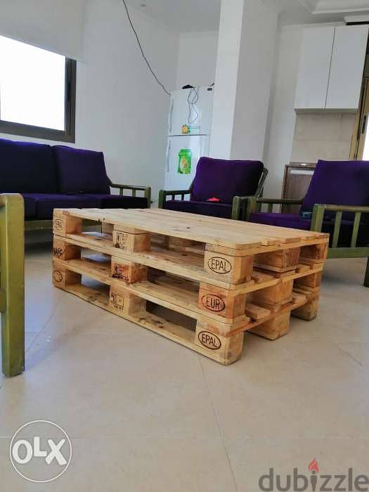 Floor wood pallets coffee table طاولة طبالي خشب 1