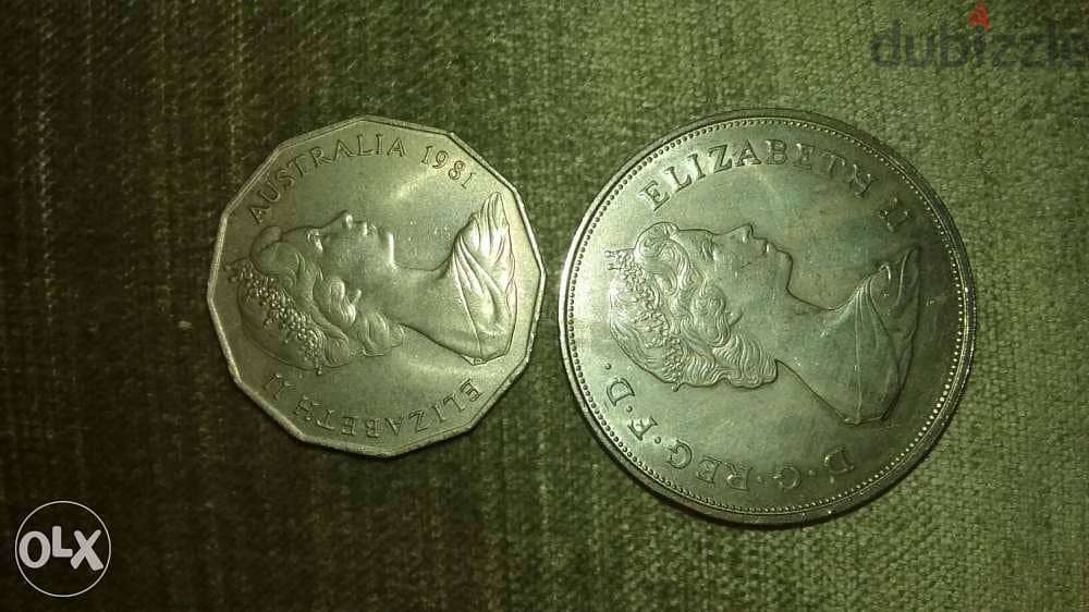 Set of 2 coins Prince Charles & Diana memorial for their marriage 1981 1