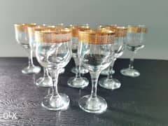 10 Gold rimmed wine glasses