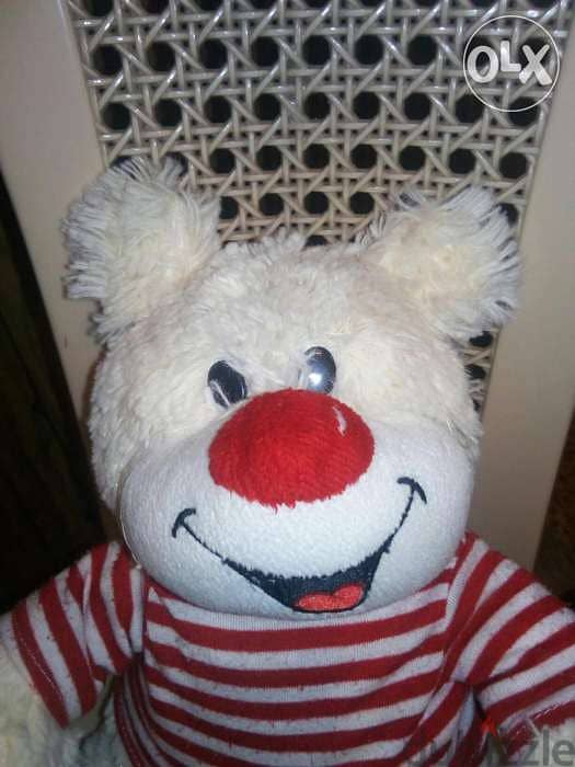 WHITE MEDIUM DOG PLUSH as new toy, height: 30 Cm in summer shirt=10$ 4