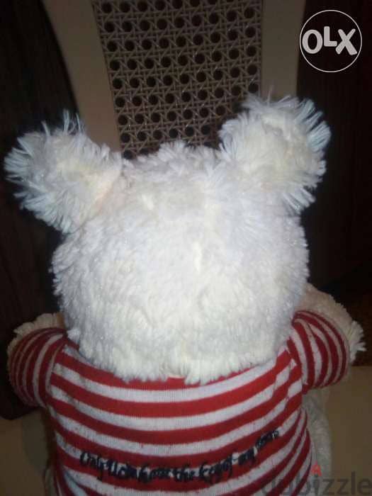 WHITE MEDIUM DOG PLUSH as new toy, height: 30 Cm in summer shirt=11$ 3