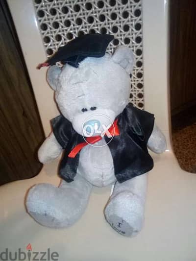 GRADUATION GIFT SMALL BEAR as new plush toy height 20 Cm, Robe +hat=10