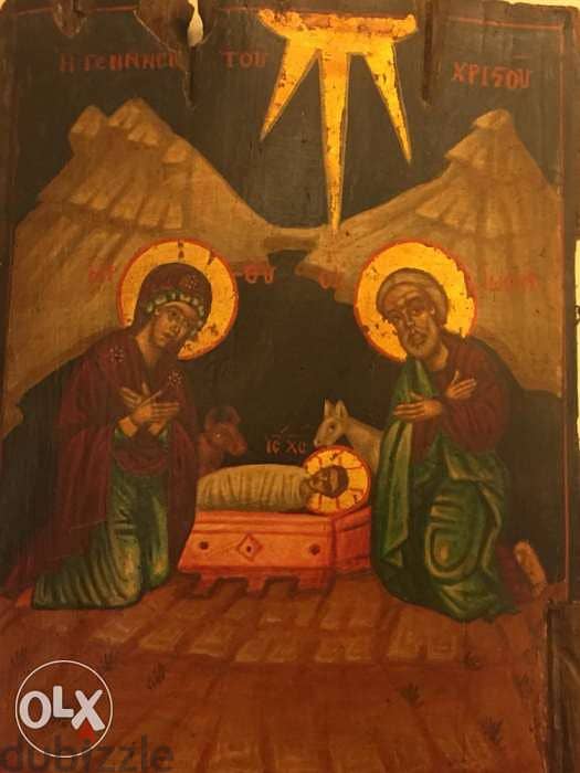 very rare greeck icon 18th century nativity 3
