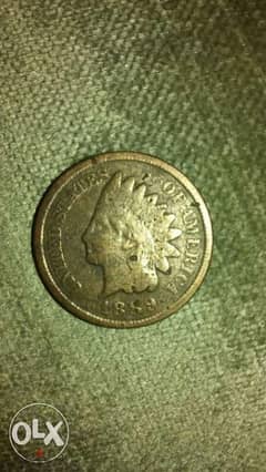 US Cent of Indian Head from year 1889