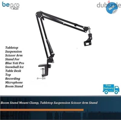 Boom Stand Mount Clamp, Tabletop Suspension Scissor Arm Stand