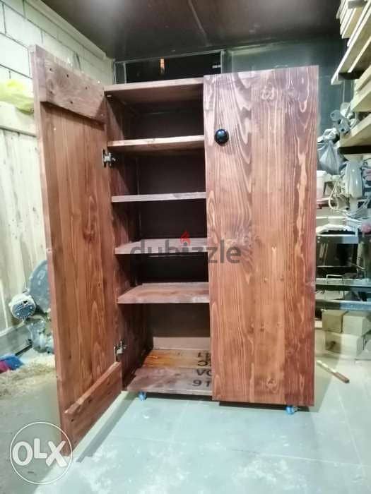 Medum wood closet for clothes rustic style خزانة حجم وسط خشب 3