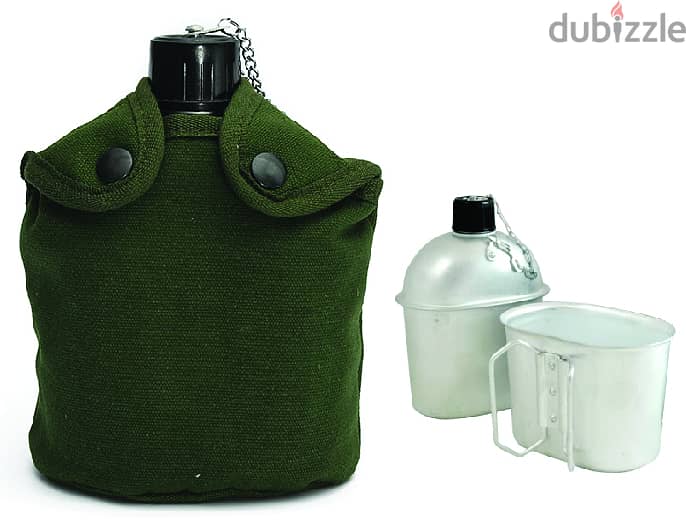 Brand New Aluminum Camping Water Bottle + Bag + Bowl 0