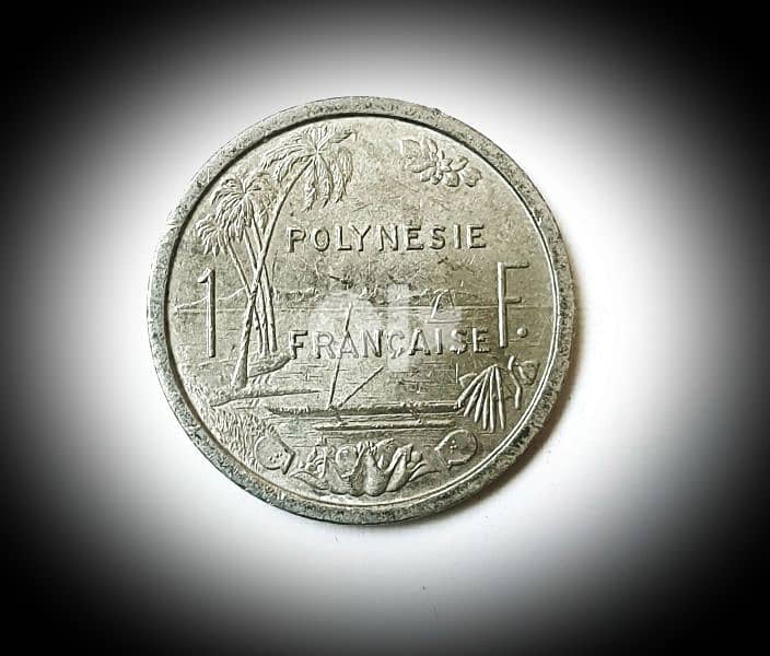 France Polynesia 1 Franc 1975 Liberty sitting on throne 1