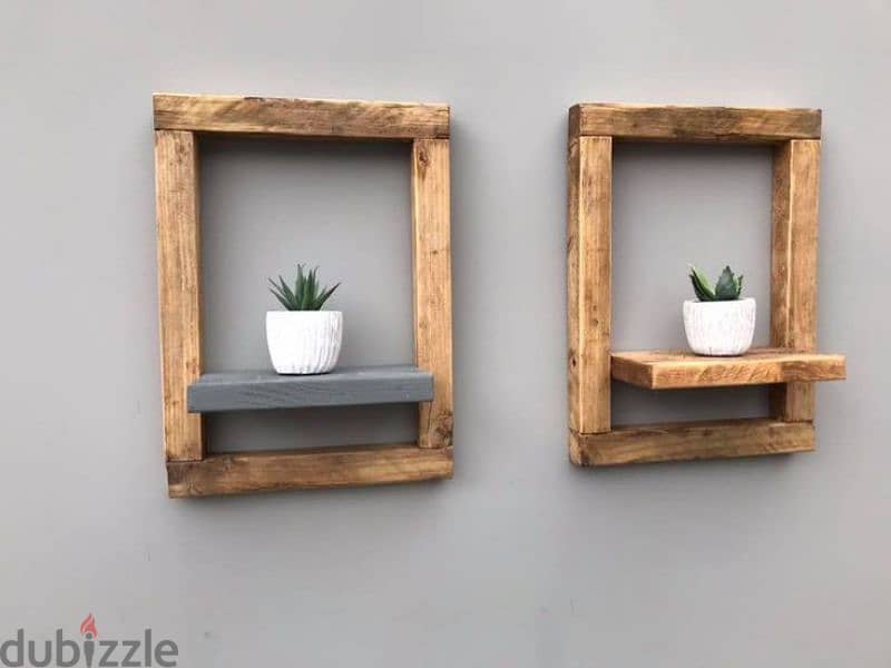 wall stand thick wood with shelf ستاند مع رف زينة خشب سميك 0