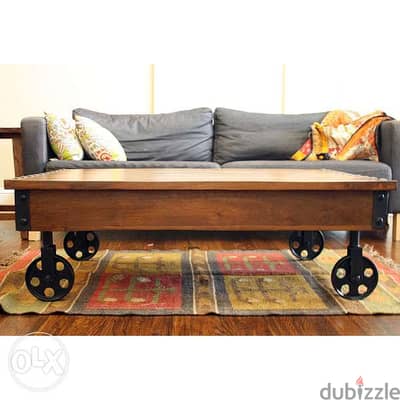 Vintage wood and metal coffee table طاولة وسط حديد وخشب