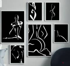 6 pcs. black and white paintings