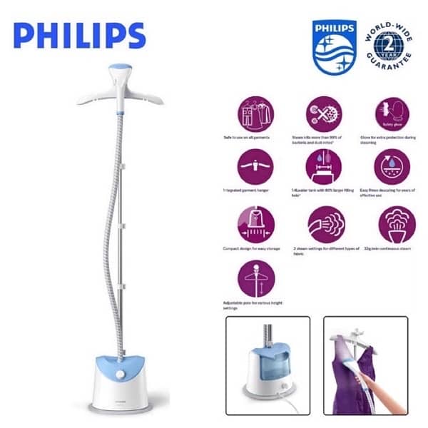 Philips 1600w Easy Touch Stand Garment Steamer GS482 0