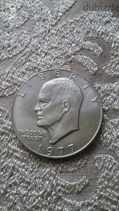 One USA dollar Coin Memorail President Dwight Eisenhower year 1977 0