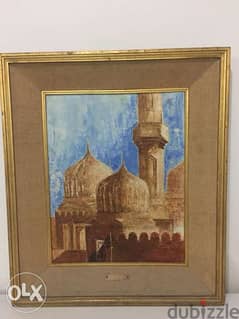 beautiful oil on panel late 20th century mosque