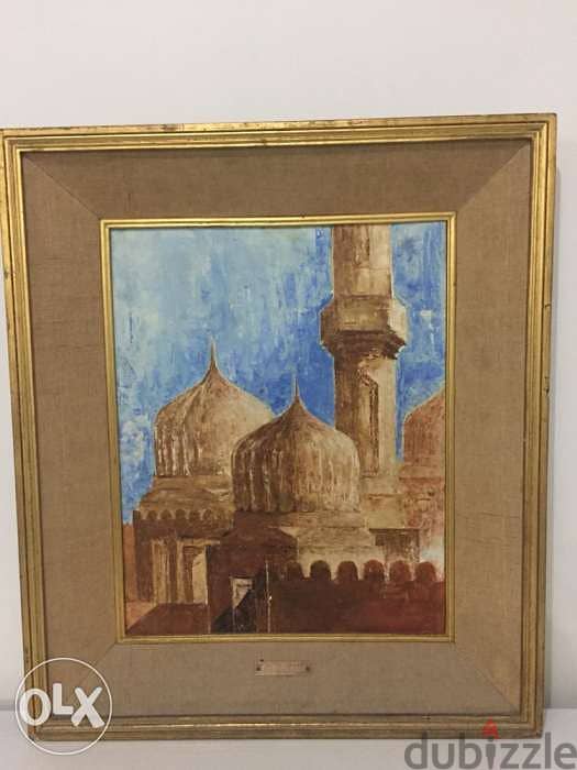 beautiful oil on panel late 20th century mosque 0