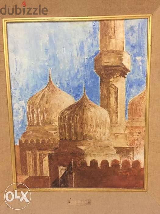 beautiful oil on panel late 20th century mosque 1