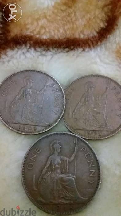 Set of Three English Coins King Georges VI 1948 &Elizabeth 1963 &,1964 1