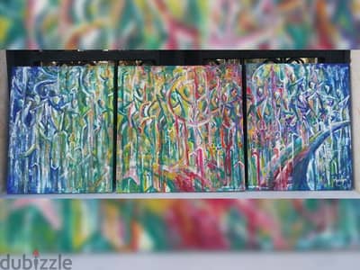 set of 3 modern paintings