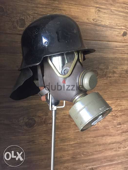 rare antique WW2 German Nazi staatspolizei helmet and Gaz mask 1