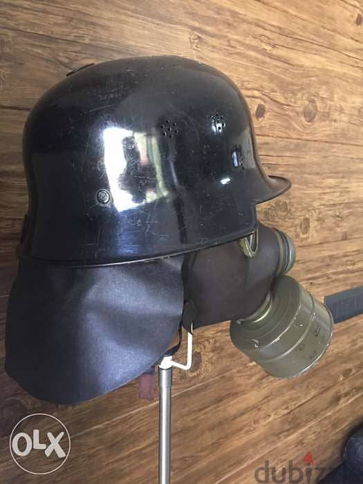 rare antique WW2 German Nazi staatspolizei helmet and Gaz mask 5