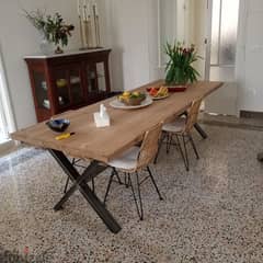 metal and wood industrial dining table طاولة سفرة حديد وخشب 0