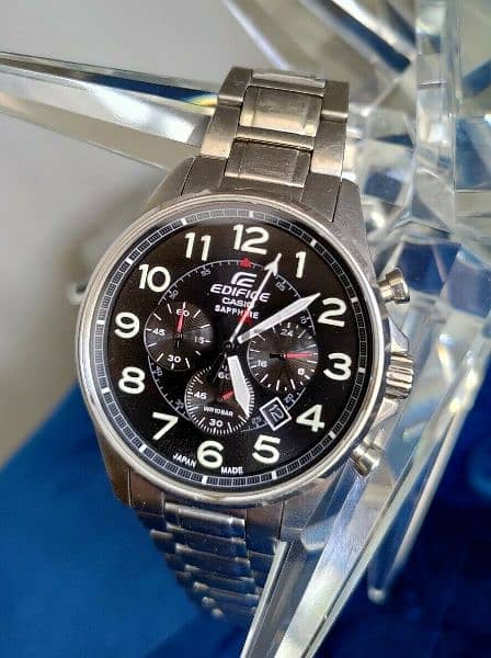 Casio edifice chronograph made in Japan sapphire crystal. 2