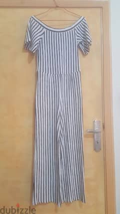 Striped overall jumpsuit medium to large اوفرول 0