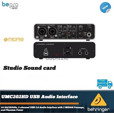 Behringer U-Phoria UMC202HD USB Audio Interface, Studio recording.